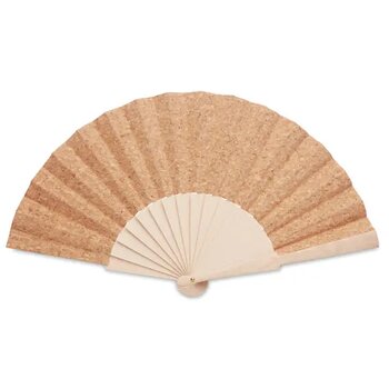 Handwaaier van hout en kurk Fanny cork beige