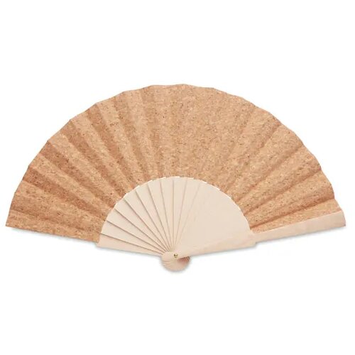 Handwaaier van hout en kurk Fanny cork beige