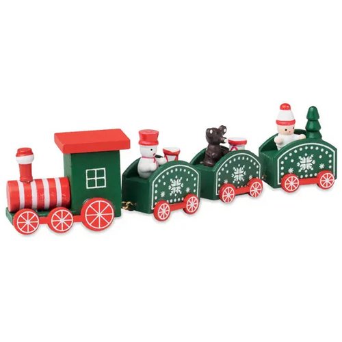Houten decoratie kersttrein Juna mix