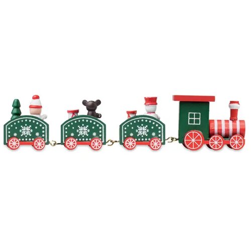 Houten decoratie kersttrein Juna mix