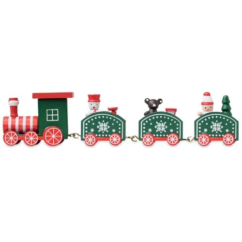 Houten decoratie kersttrein Juna mix