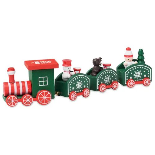 Houten decoratie kersttrein Juna mix