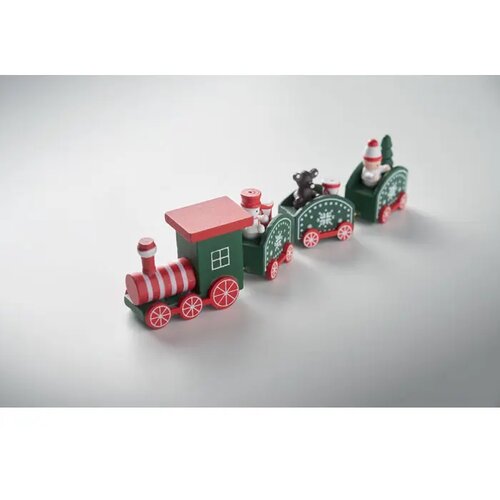 Houten decoratie kersttrein Juna mix