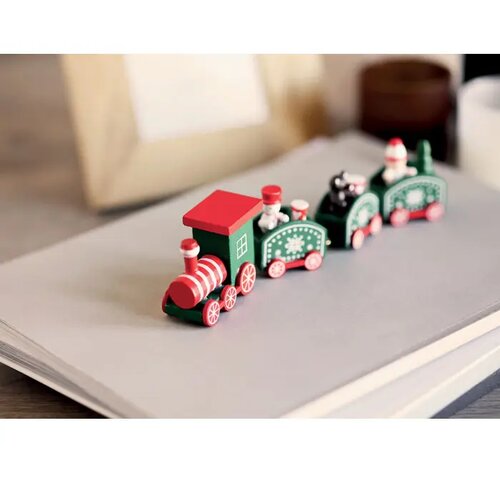 Houten decoratie kersttrein Juna mix