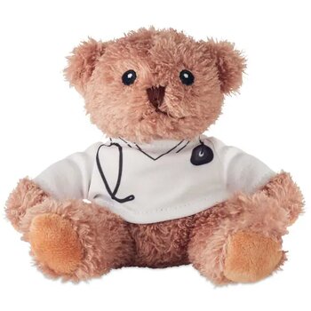 Pluche teddybeer dokter Doc wit