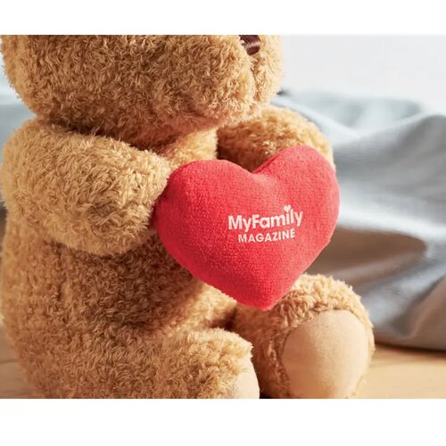 Pluche teddybeer met hart 23cm Snuggle rood