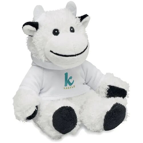 Pluchen koe met hoodie Manny wit