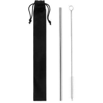 Rietje en flessenborstel Cold straw mat zilver Rietje en flessenborstel Cold straw mat zilver