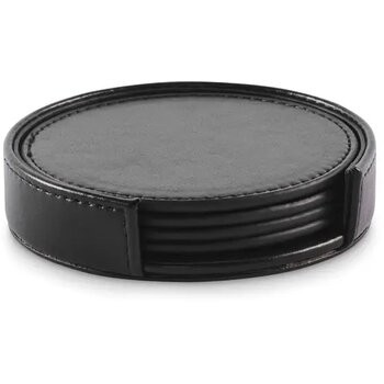 Set van 4 pu onderzetters Posa set zwart Set van 4 pu onderzetters Posa set zwart