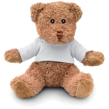 Teddybeer met t-shirt Johnny t wit
