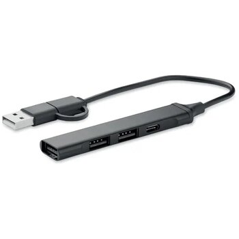Usb 4-poorts hub 19 cm Current zwart