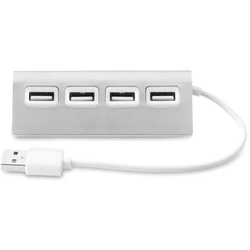 Usb hub 4 poorten Aluhub mat zilver