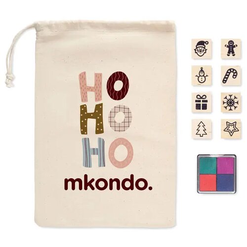 8 houten kerststempelset Stampie beige