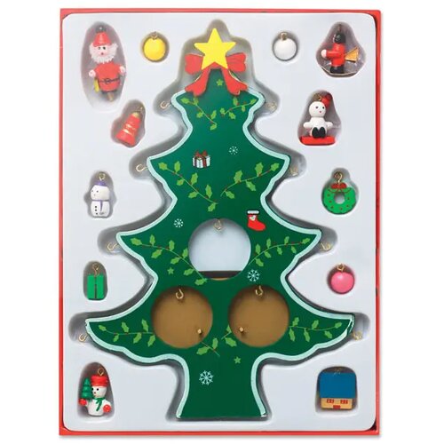 Houten kerstboom met decoratie Woodtree groen