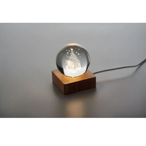 Kerst led glas bol Santa light hout