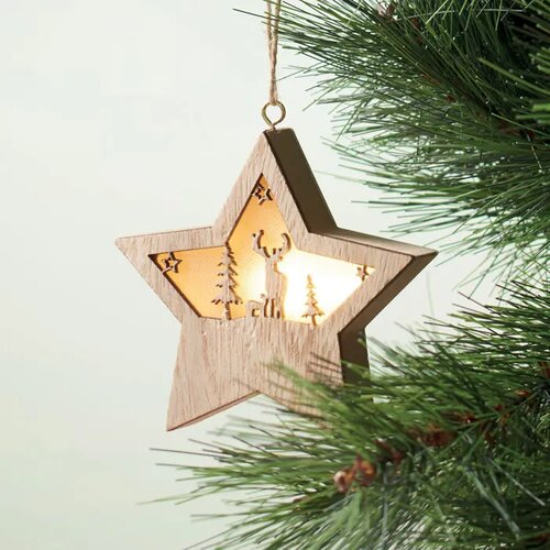 Mdf ster met licht Starlight hout