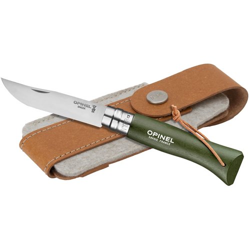 Opinel Colorama No 08 Zakmes In Een Riemetui Groen