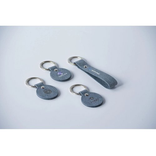 Recycled Denim Textile Keyring Round Sleutelhanger