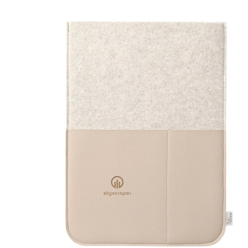 Recycled Felt & Apple Leather Laptop Sleeve 16" Beige