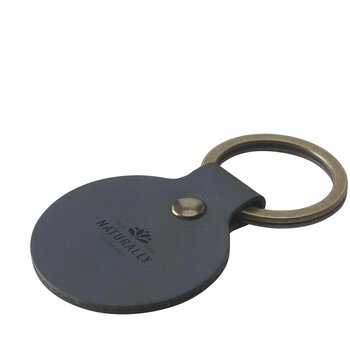 Recycled Leather Keyring Round Sleutelhanger Zwart