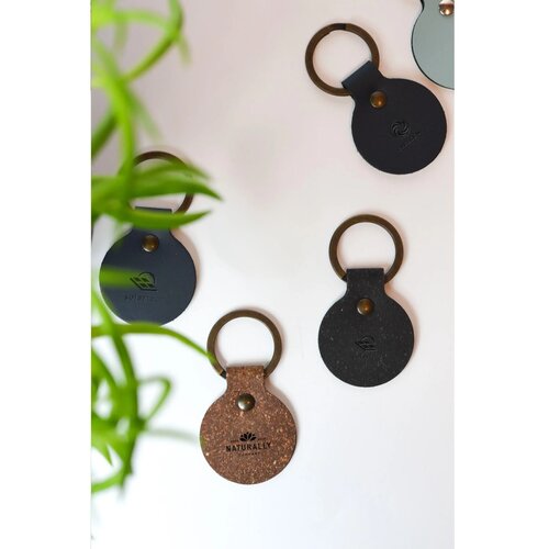 Recycled Leather Keyring Round Sleutelhanger