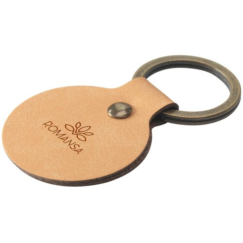 Recycled Leather Keyring Round Sleutelhanger Taupe