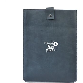 Recycled Leather Laptop Sleeve 16" Zwart