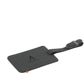 Recycled Leather Luggage Tag Bagagelabel Donkerblauw