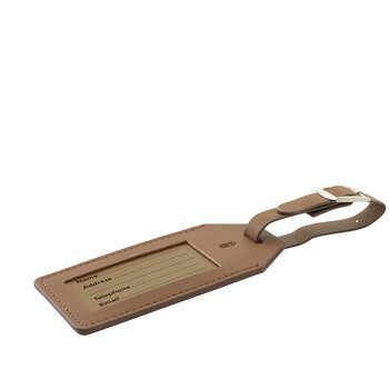 Vegan Pineapple Leather Luggage Tag Bruin