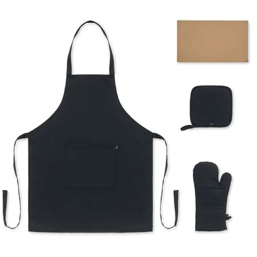 Gerecycled katoenen keukenset Gala set zwart