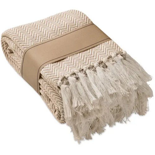 Gerecycled polykatoenen deken Ammos wit/grijs