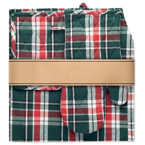 Geruite katoenen keukenset Santapron multicolour
