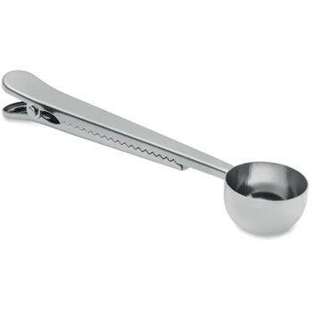 Koffieschep met zakclip Spooncoop zilver Koffieschep met zakclip Spooncoop zilver