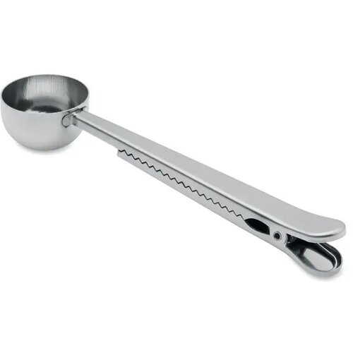 Koffieschep met zakclip Spooncoop zilver