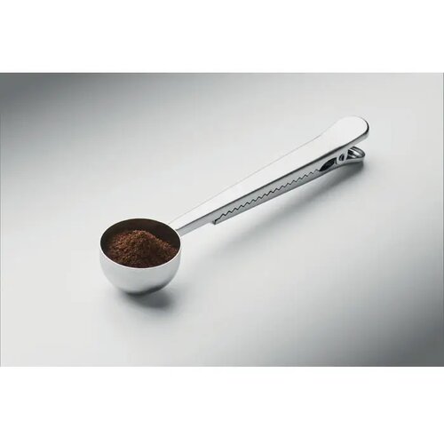 Koffieschep met zakclip Spooncoop zilver