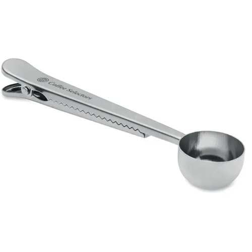 Koffieschep met zakclip Spooncoop zilver