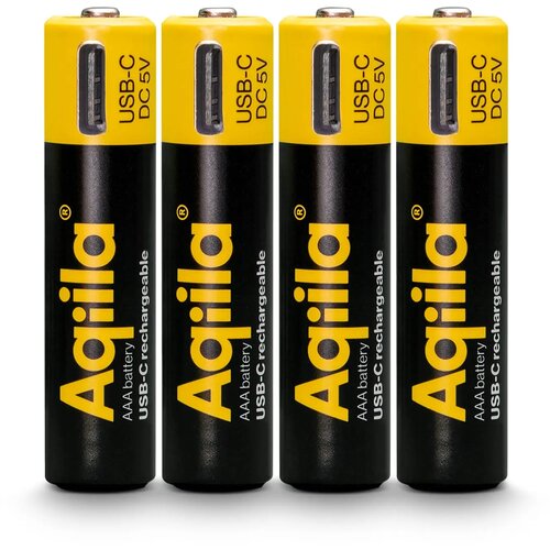 Aqiila Oplaadbare USB-C Batterijen AAA 600mAh 4-pack zwart