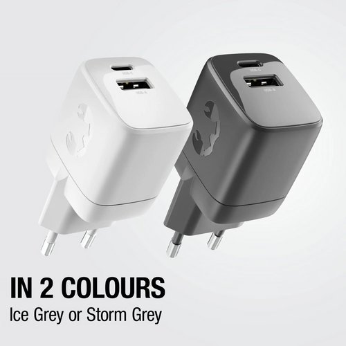 Fresh 'n Rebel 30W Snellader GaN USB-C &amp; USB-A licht grijs