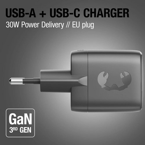 Fresh 'n Rebel 30W Snellader GaN USB-C &amp; USB-A donker grijs