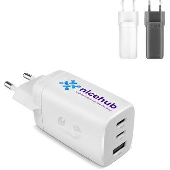 Fresh 'n Rebel 67W Laptop Snellader GaN USB-C & USB-A licht grijs Fresh 'n Rebel 67W Laptop Snellader GaN USB-C & USB-A licht grijs