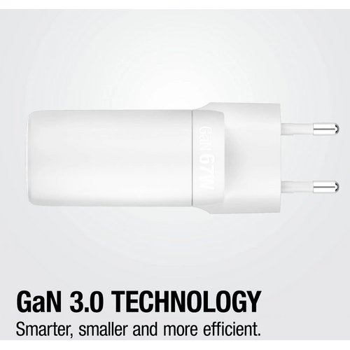 Fresh 'n Rebel 67W Laptop Snellader GaN USB-C &amp; USB-A licht grijs