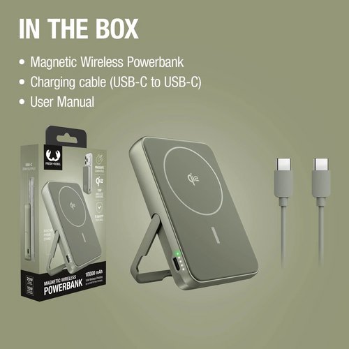 Fresh 'n Rebel Draadloze Powerbank 10000mAh Geschikt voor MagSafe dried green