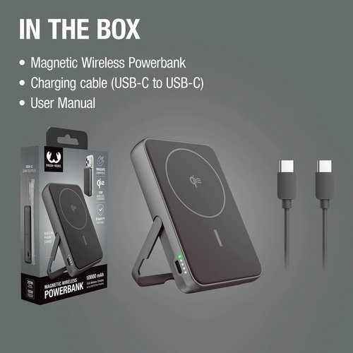 Fresh 'n Rebel Draadloze Powerbank 10000mAh Geschikt voor MagSafe donker grijs