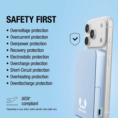Fresh 'n Rebel Draadloze Powerbank 10000mAh Geschikt voor MagSafe lichtblauw