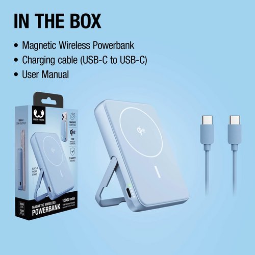 Fresh 'n Rebel Draadloze Powerbank 10000mAh Geschikt voor MagSafe lichtblauw