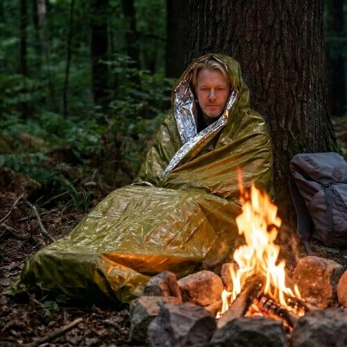 Outdoor Survival Nood-thermoslaapzak dried green