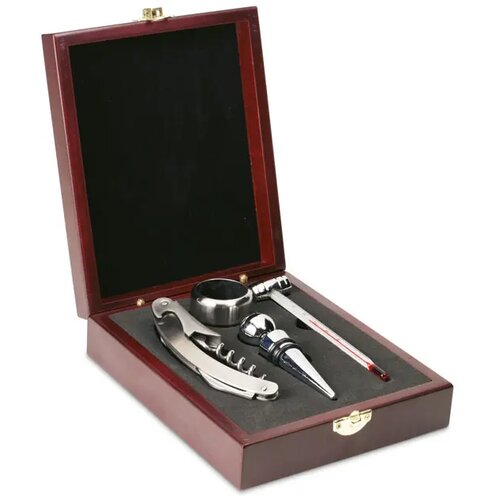 Elegante wijnset in houten doos Zilver