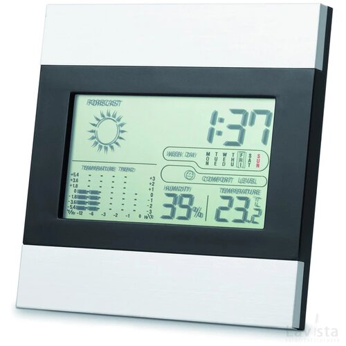 Weerstation en klok Ripper mat zilver