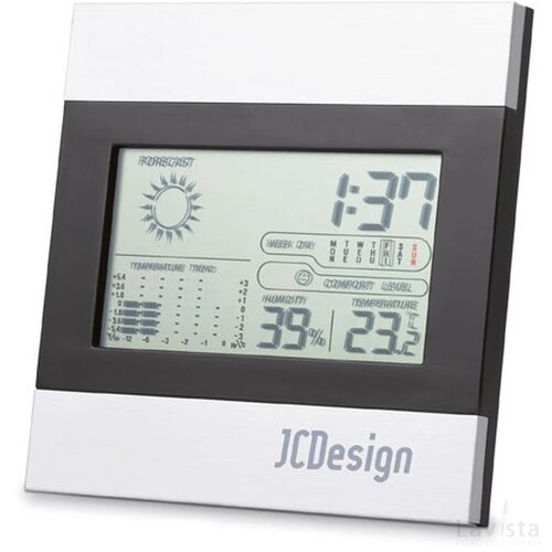 Weerstation en klok Ripper mat zilver