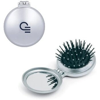 Opvouwbare borstel met spiegel B beauty zilver